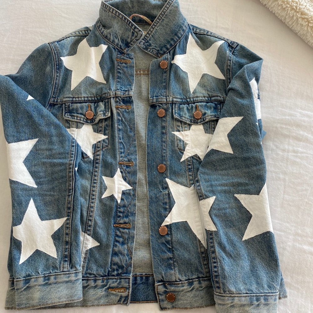 Marine Layer hand painted star jean jacket
